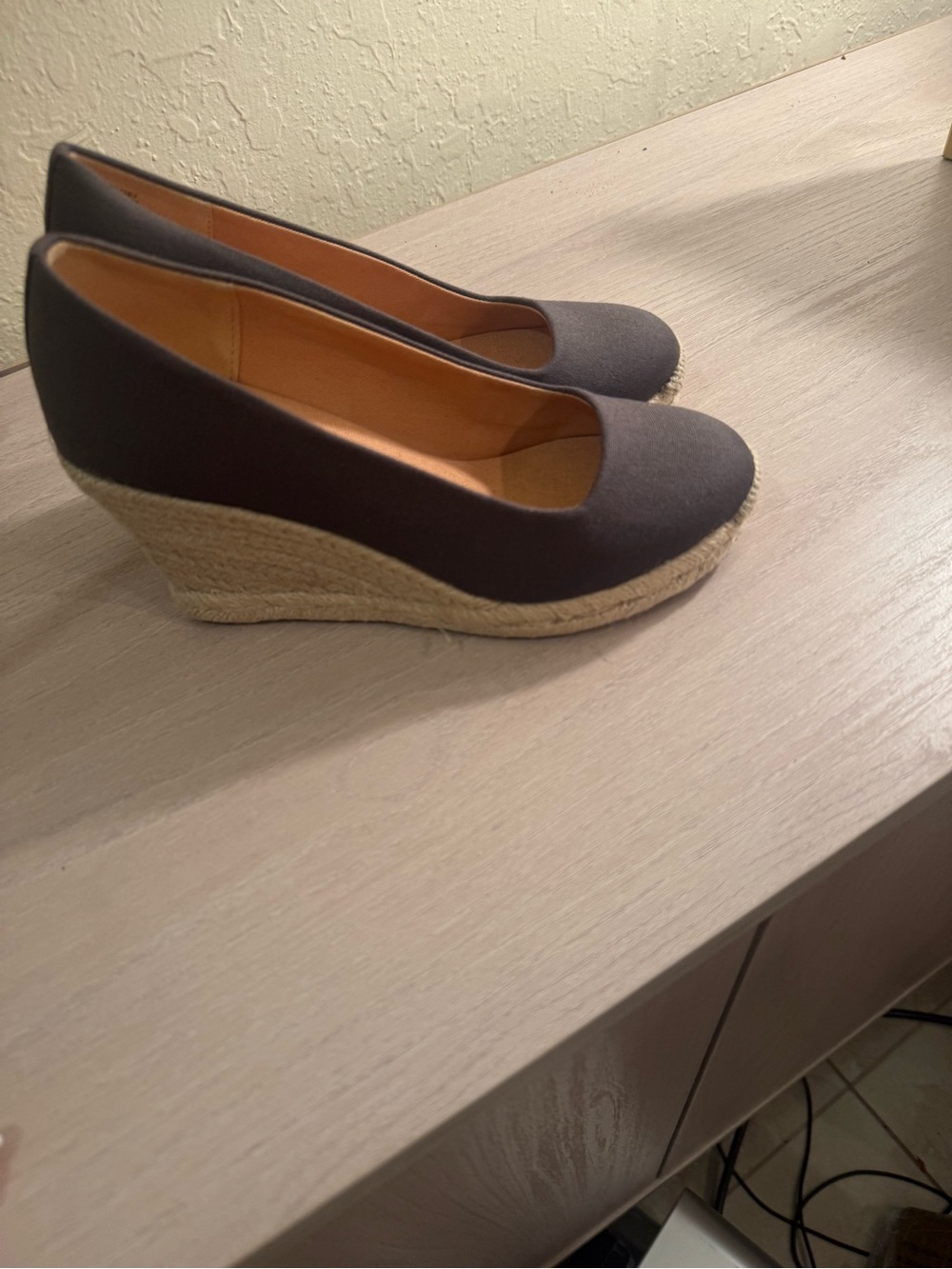 J Crew Seville  Espadrille wedge in charcoal NEW